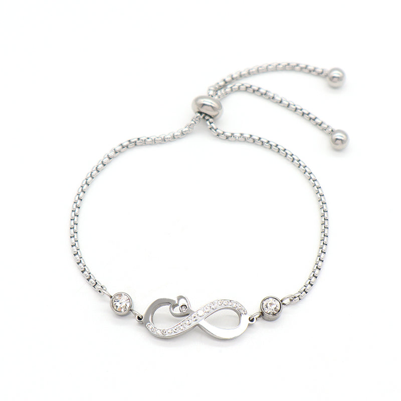 Wholesale Newest CZ Rosed Gold Plated Love Heart Infinite Charm Bracelet Fashionable Factory Custom Women Jewelry Stainless Steel Bangle