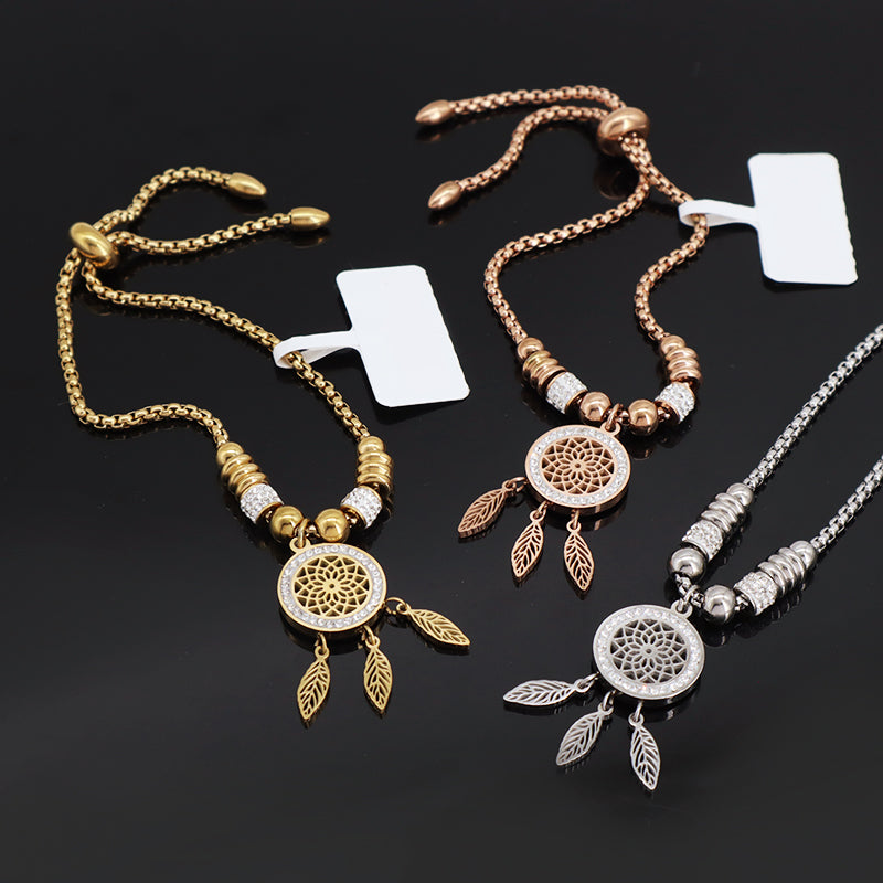 2023 New Wholesale Fashionable Factory Custom Ajustable Gold Plated Rose Gold Stainless Steel CZ Charm Bracelet Bangle For Women Jewelry