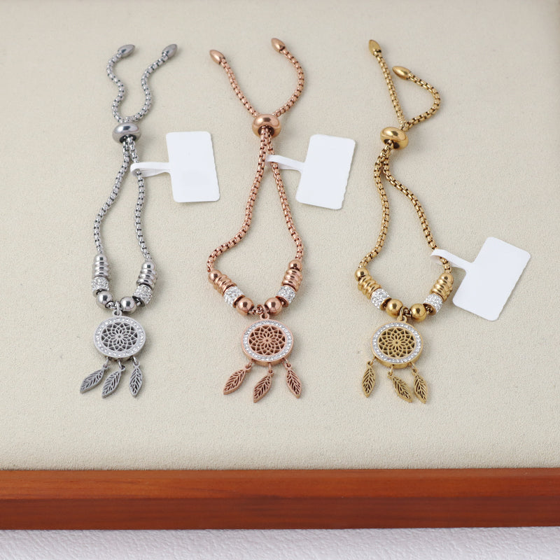 2023 New Wholesale Fashionable Factory Custom Ajustable Gold Plated Rose Gold Stainless Steel CZ Charm Bracelet Bangle For Women Jewelry
