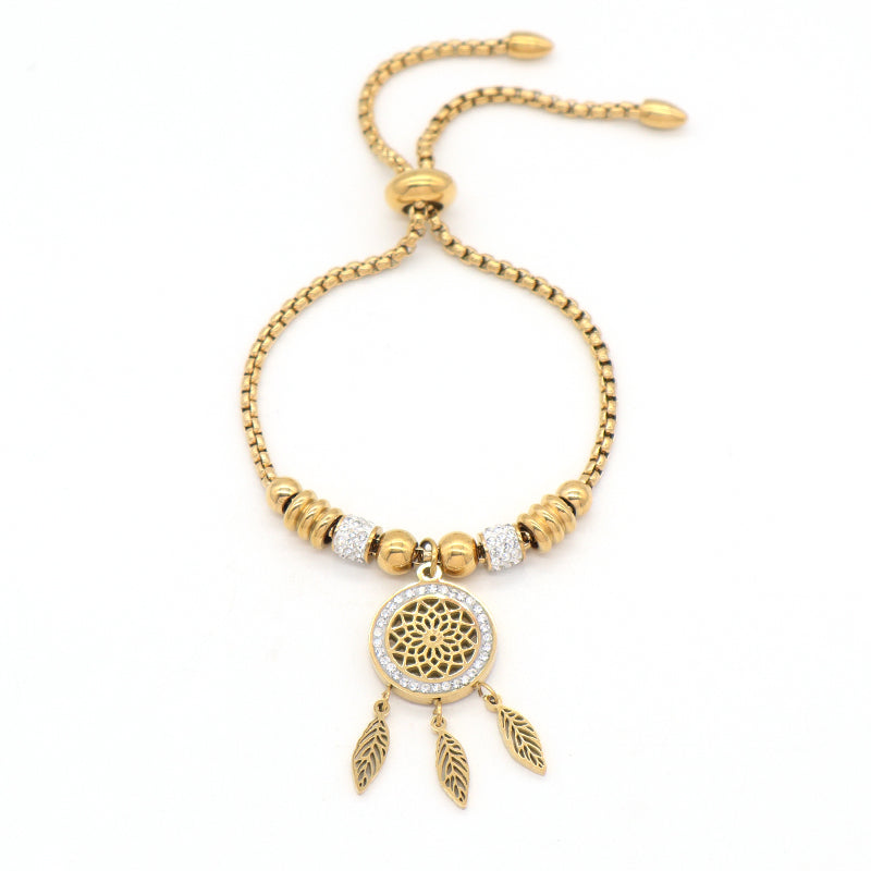 2023 New Wholesale Fashionable Factory Custom Ajustable Gold Plated Rose Gold Stainless Steel CZ Charm Bracelet Bangle For Women Jewelry