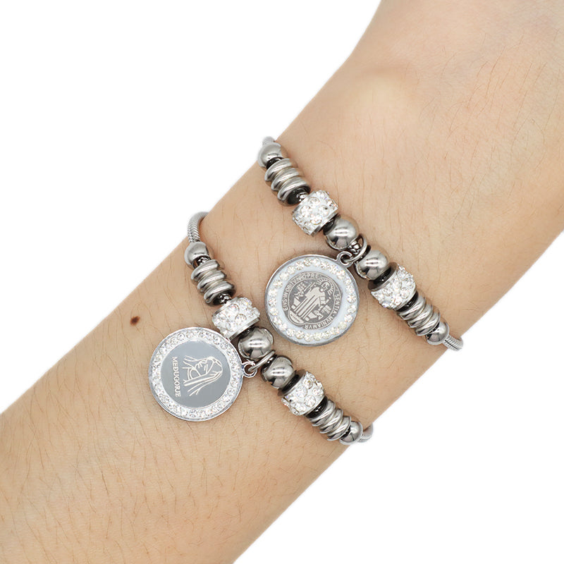 Wholesale Fashionable Custom Manufacture China Factory Bracelet Jewelry No Tarnish Ajustable CZ Women Round Charm Stainless Steel Cuff Bangle For Gift Women
