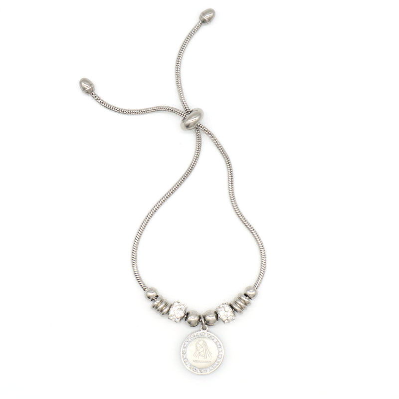 Wholesale Fashionable Custom Manufacture China Factory Bracelet Jewelry No Tarnish Ajustable CZ Women Round Charm Stainless Steel Cuff Bangle For Gift Women