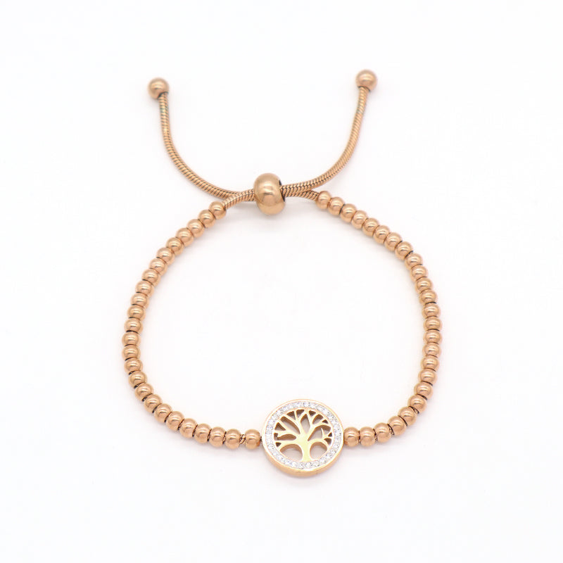 Variouis Wholesale Fashionable Custom Manufacture China Factory Lift Tree Charm Bracelet Jewelry Ajustable CZ Women Gift Gold Plated Rose Gold Love Heart Stainless Steel Cuff Bangle