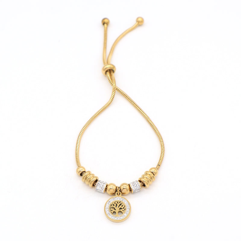Variouis Wholesale Fashionable Custom Manufacture China Factory Lift Tree Charm Bracelet Jewelry Ajustable CZ Women Gift Gold Plated Rose Gold Love Heart Stainless Steel Cuff Bangle