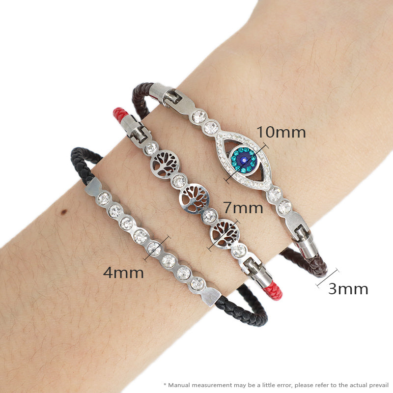 Various Wholesale Custom Factory Jewelry Black Red No Tarnish Evil Eyes Tree Stainless Steel Cuff Bangle Bracelet For Women Men