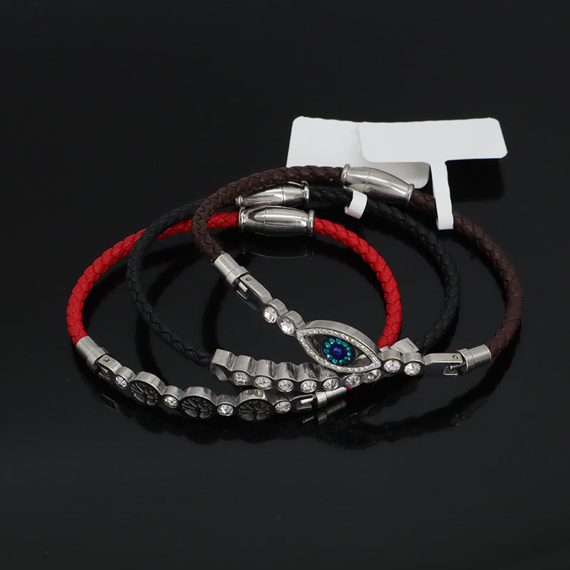 Various Wholesale Custom Factory Jewelry Black Red No Tarnish Evil Eyes Tree Stainless Steel Cuff Bangle Bracelet For Women Men