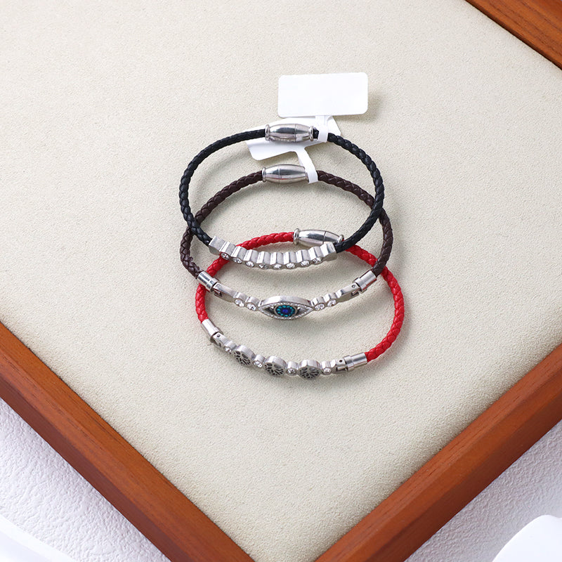 Various Wholesale Custom Factory Jewelry Black Red No Tarnish Evil Eyes Tree Stainless Steel Cuff Bangle Bracelet For Women Men
