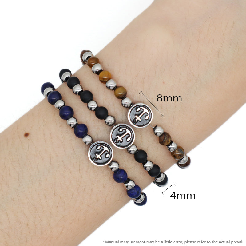 Wholesale Newest Fashion China Factory Custom Jewelry Manufacture Gift Black Blue Brown Ajustable Stainless Steel No Tarnish Anchor Charm Bracelet Bangle For Women
