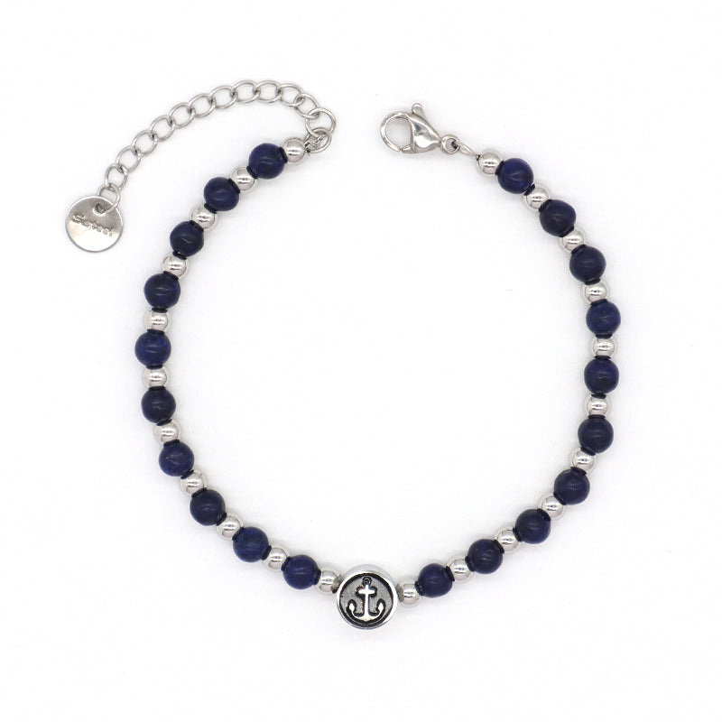 Wholesale Newest Fashion China Factory Custom Jewelry Manufacture Gift Black Blue Brown Ajustable Stainless Steel No Tarnish Anchor Charm Bracelet Bangle For Women