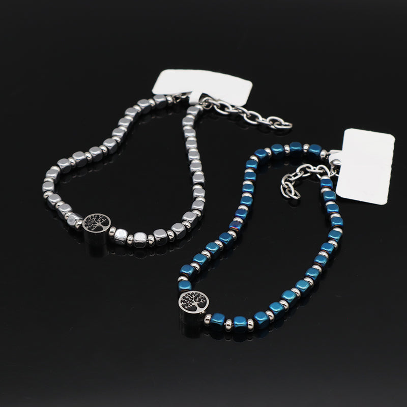 China Factory Manufacture Wholesale Customized Fashionable Women Blue Tree Charm Jewelry Gift Bangle Ajustable Gold Plated Stainless Steel Life Tree Bracelet