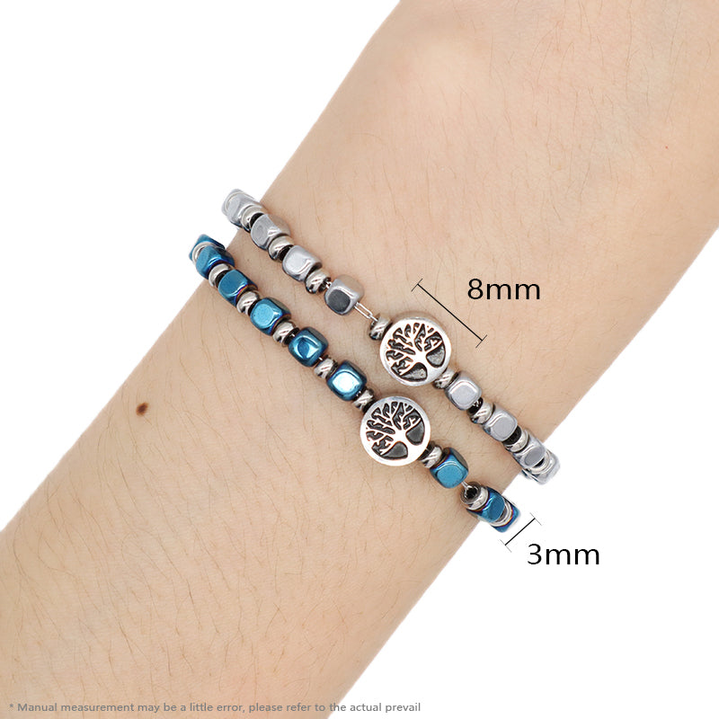 China Factory Manufacture Wholesale Customized Fashionable Women Blue Tree Charm Jewelry Gift Bangle Ajustable Gold Plated Stainless Steel Life Tree Bracelet
