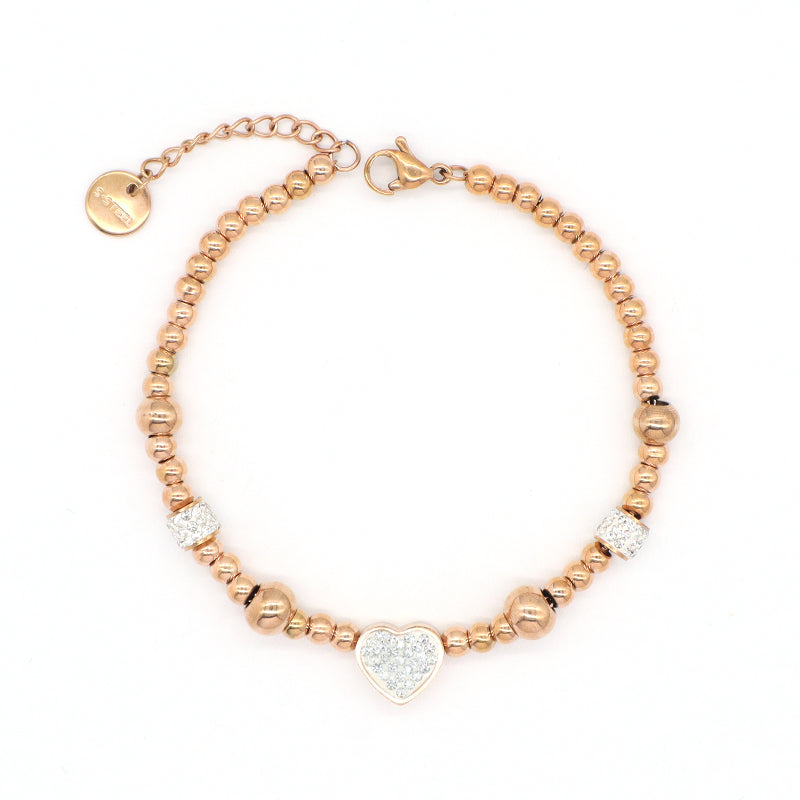 Manufacture Wholesale Fashionable Custom China Factory Infinite Charm Cuff Bangle Jewelry Ajustable CZ Women Rose Gold Love Heart Stainless Steel Bracelet For Gift