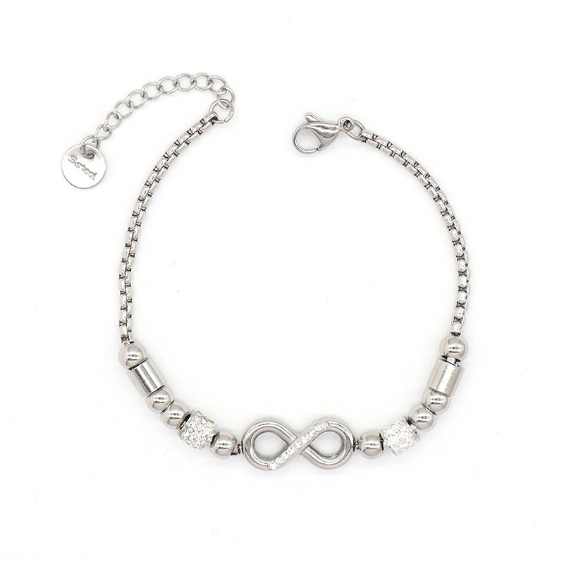 Manufacture Wholesale Fashionable Custom China Factory Infinite Charm Cuff Bangle Jewelry Ajustable CZ Women Rose Gold Love Heart Stainless Steel Bracelet For Gift