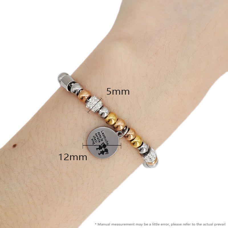 Manufacture Fashionable China Factory Wholesale Custom Gift Jewelry Stainless Steel No Tarnish Round Charm Ajustable Bracelet Bangle For Women