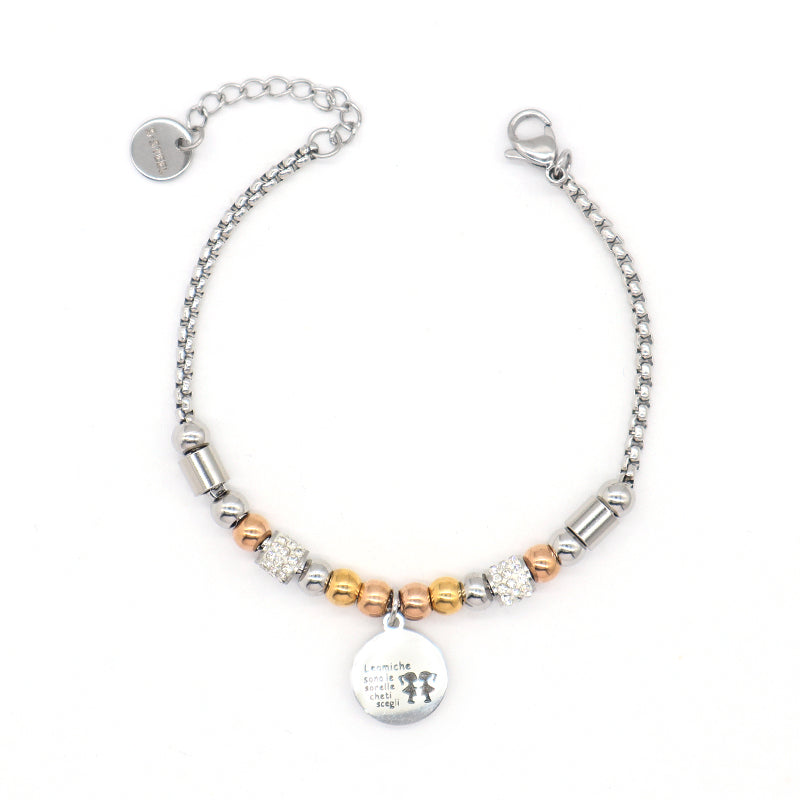 Manufacture Fashionable China Factory Wholesale Custom Gift Jewelry Stainless Steel No Tarnish Round Charm Ajustable Bracelet Bangle For Women