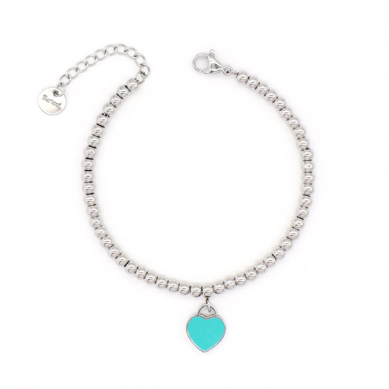 Fashionable Wholesale Newest Manufacture Factory Custom Jewelry Women Stainless Steel No Tarnish Enamel Heart Charm Ajustable Bracelet Bangle For Gift