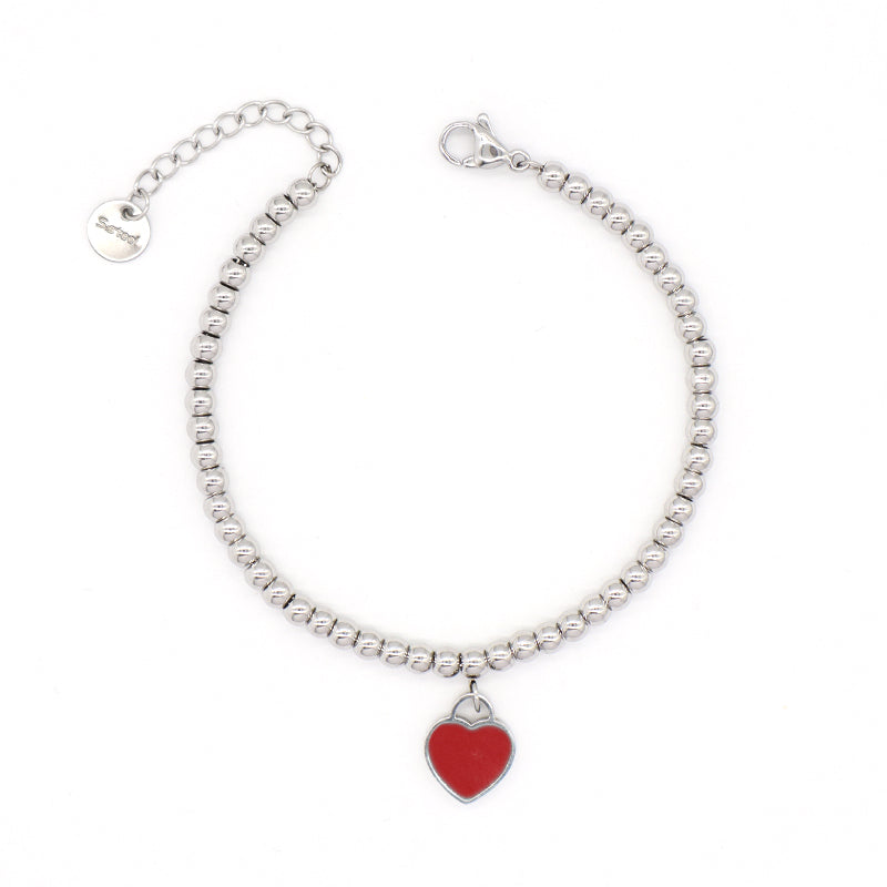 Fashionable Wholesale Newest Manufacture Factory Custom Jewelry Women Stainless Steel No Tarnish Enamel Heart Charm Ajustable Bracelet Bangle For Gift