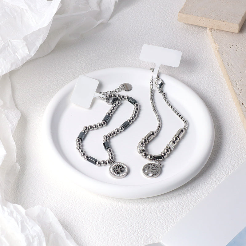 China Factory Manufacture Fashion Wholesale Customized Gift Jewelry Stainless Steel Ajustable No Tarnish CZ Life Tree Charm Bracelet Bangle For Women