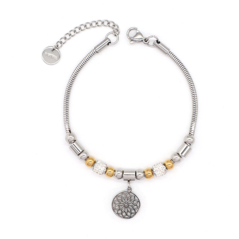 Customized Wholesale Manufacture Fashion China Factory Jewelry Gift Ajustable Stainless Steel No Tarnish CZ Flower Elephant Hand Charm Bracelet Bangle For Women