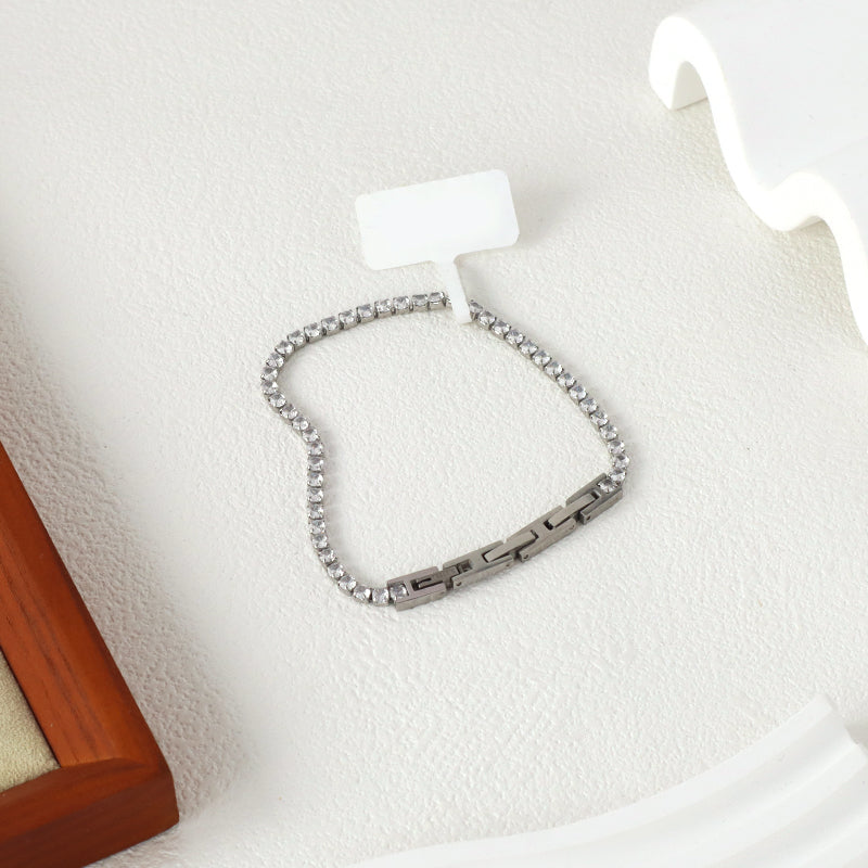Hot Selling New Wholesale Manufacture Custom Factory Fashion Women Jewelry Ajustable No Tarnish Stainless Steel Micro Pave CZ Bangle Bracelet