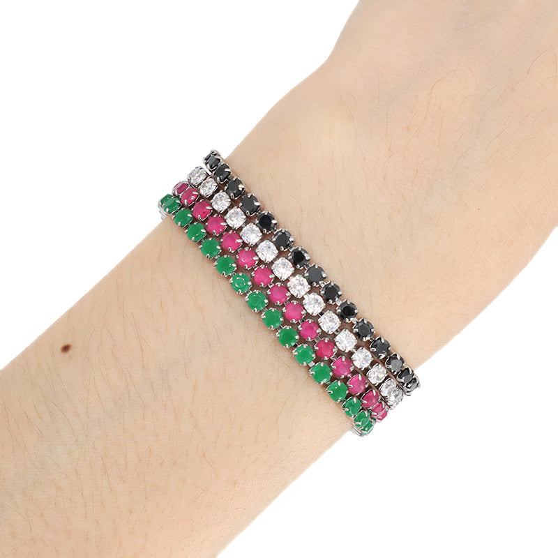 Fashion Women Jewelry Manufacture Various Color New Wholesale Custom China Factory Ajustable No Tarnish Stainless Steel Micro Pave CZ Bracelet Bangle
