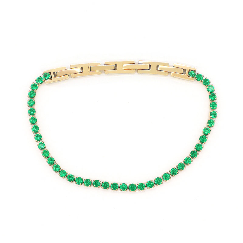 Custom China Factory Fashion New Wholesale Manufacture Women Jewelry Ajustable Gold Plated Stainless Steel Black Green Micro Pave CZ Bracelet Bangle