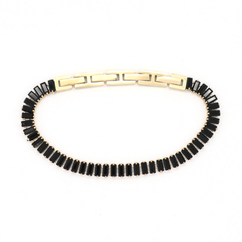 Good Quality Newest Wholesale Customized Manufacture Fashion Women Jewelry China Factory Ajustable Black Green CZ Micro Pave Gold Plated Stainless Steel Bracelet Bangle