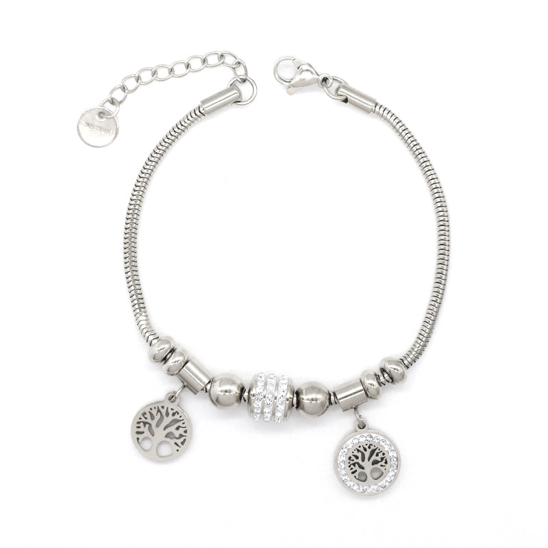 Fashion 2023 China Factory Manufacture Ajustable CZ Gold Plated Stainless Steel Tree Charm Bracelet New Wholesale Custom Women Lift Tree Bangle Jewelry