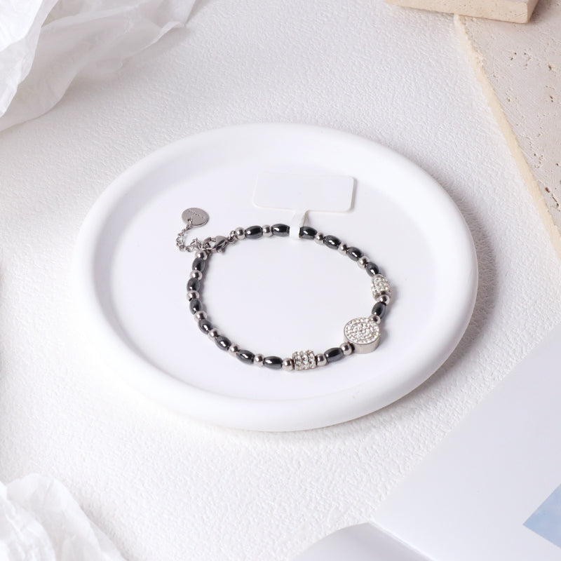 China Factory Manufacture Fashion Wholesale Custom Jewelry Gift Stainless Steel No Tarnish CZ Round Charm Ajustable Bracelet Bangle For Women