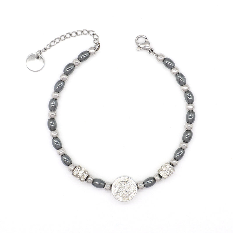 China Factory Manufacture Fashion Wholesale Custom Jewelry Gift Stainless Steel No Tarnish CZ Round Charm Ajustable Bracelet Bangle For Women
