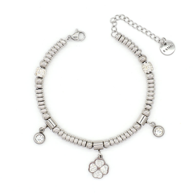 Fashionable New Wholesale Customized Manufacture China Factory Flower Love Heart Tree Charm Bracelet Jewelry Ajustable CZ Women Gift Gold Plated Love Heart Stainless Steel Cuff Bangle