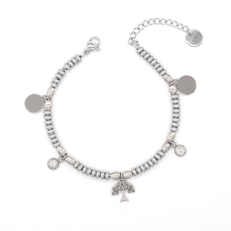Custom Wholesale Fashionable Manufacture China Factory Bracelet Jewelry Ajustable CZ Gift Women Rose Gold Four Leaf Clover Life Tree Charm Stainless Steel Cuff Bangle