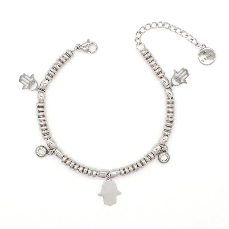 Custom Wholesale Fashionable Manufacture China Factory Elephant Charm Bracelet Jewelry Ajustable CZ Women Gold Plated Roman Numerals Elephant Life Tree Hand Stainless Steel Cuff Bangle For Gift Women