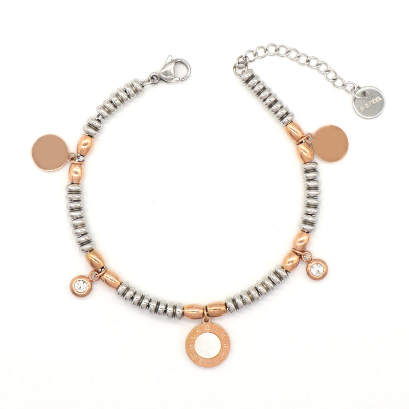 Custom Wholesale Fashionable Manufacture China Factory Elephant Charm Bracelet Jewelry Ajustable CZ Women Gold Plated Roman Numerals Elephant Life Tree Hand Stainless Steel Cuff Bangle For Gift Women
