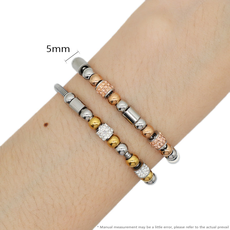 Ajustable Custom New Wholesale Manufacture Factory Fashion Women Jewelry Rose Gold Plated Stainless Steel Micro Pave CZ Bangle Bracelet