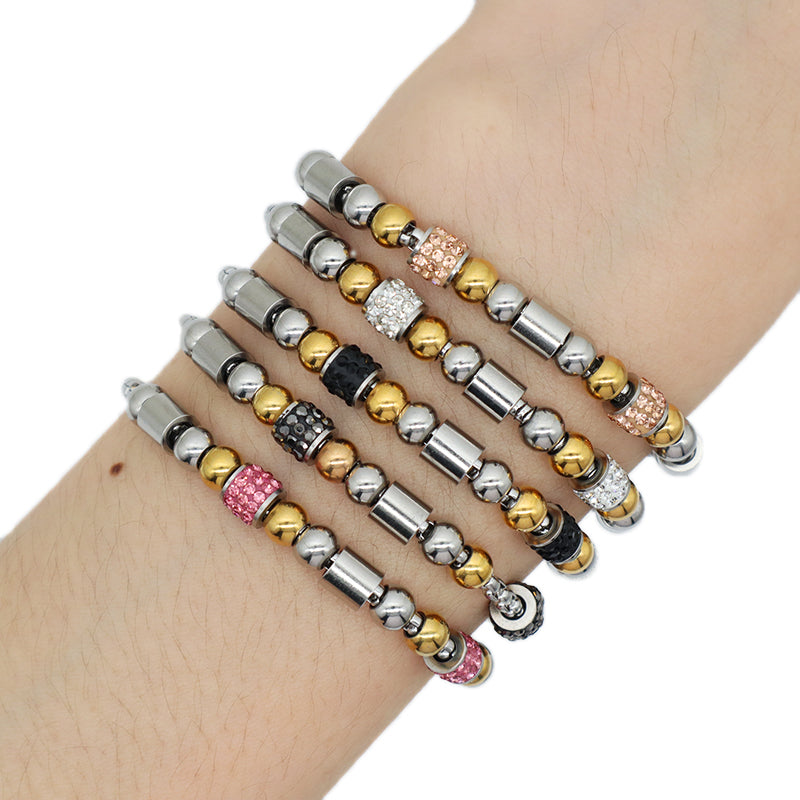 Various New Wholesale Manufacture Custom Factory Fashion Women Jewelry Ajustable No Tarnish Stainless Steel Black Pink Grey Micro Pave CZ Bangle Bracelet