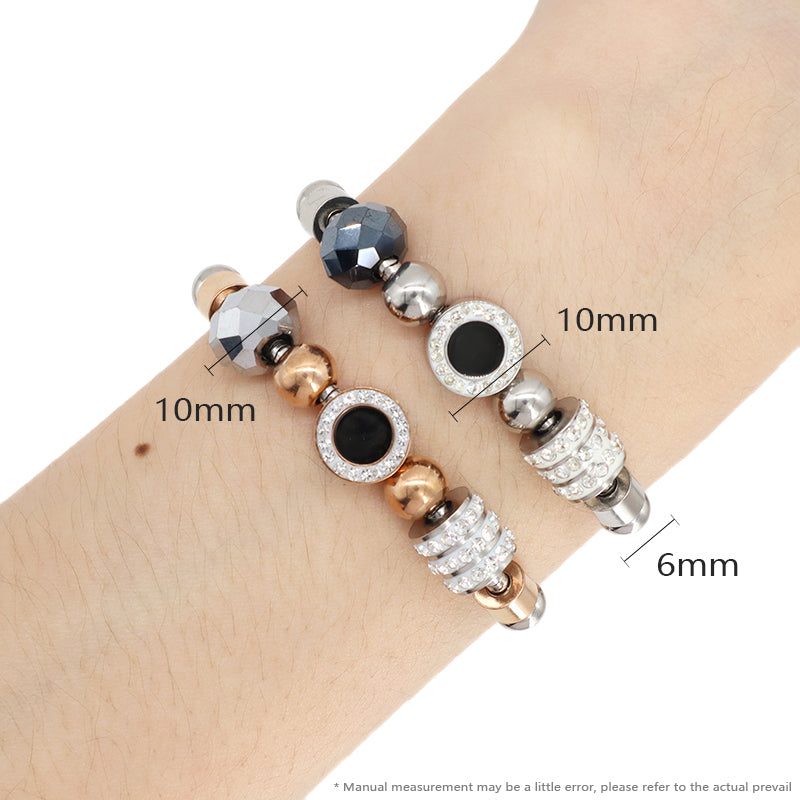 Customized New Fashionable Wholesale China Factory Manufacture Ajustable Gold Plated Stainless Steel CZ Round Charm Bracelet Bangle Jewelry For Women