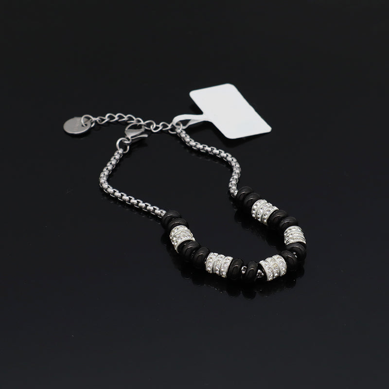 Custom China Factory New Wholesale Manufacture Fashion Women Jewelry Ajustable No Tarnish Stainless Steel Black White Micro Pave CZ Bangle Bracelet