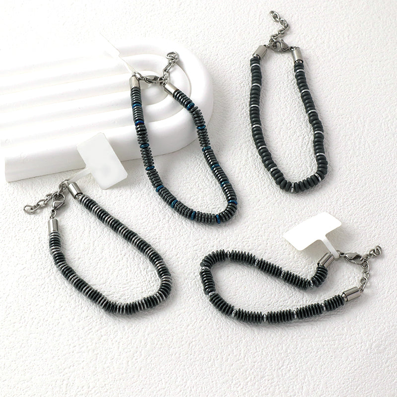 New Bulk Sale Custom Wholesale China Factory Manufacture Fashionable Jewelry Gift Ajustable Stainless Steel Grey Blue Charm Bracelet Bangle For Women Men