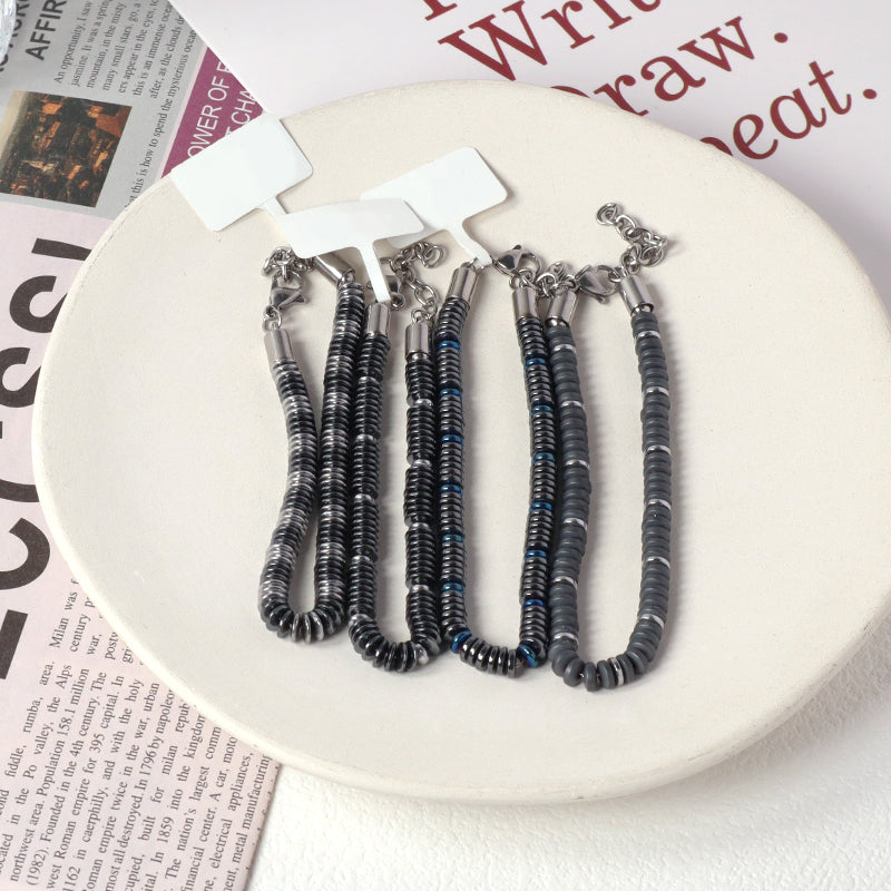 New Bulk Sale Custom Wholesale China Factory Manufacture Fashionable Jewelry Gift Ajustable Stainless Steel Grey Blue Charm Bracelet Bangle For Women Men