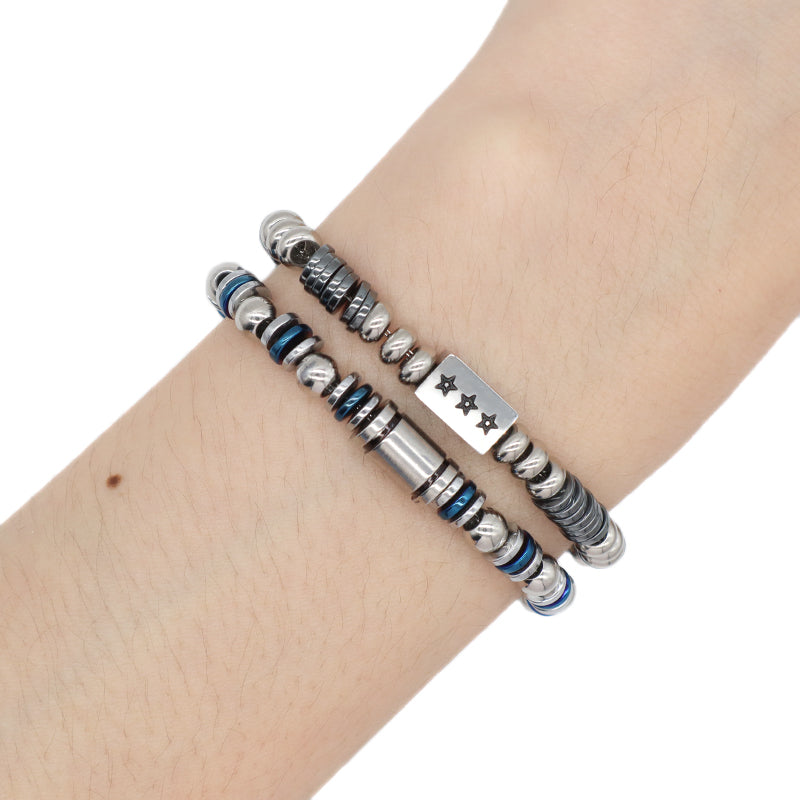 Fashion Women Jewelry Wholesale Customized China Factory Manufacture Star Charm Bangle Gift Ajustable Blue Grey Stainless Steel Star Bracelet