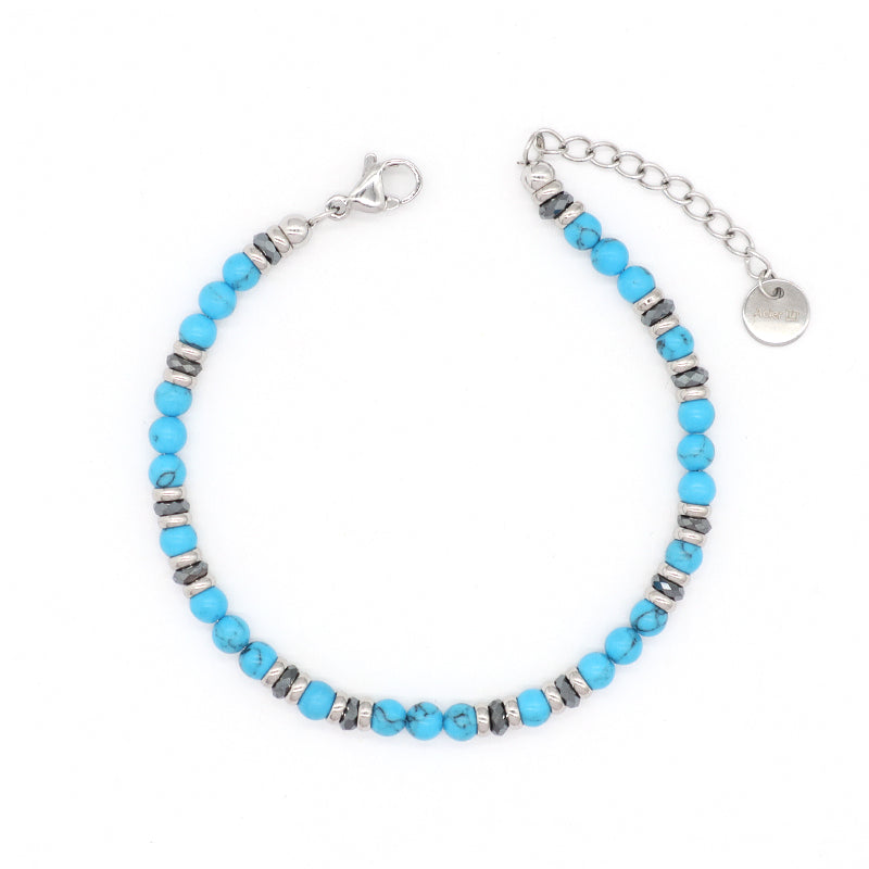 Manufacture Wholesale Customized China Factory Fashionable Charm Jewelry Gift Women Black Brown Blue Beads Ajustable Stainless Steel Bracelet Bangle