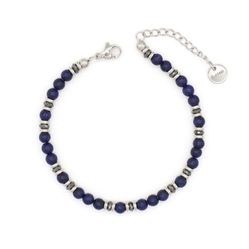 Manufacture Wholesale Customized China Factory Fashionable Charm Jewelry Gift Women Black Brown Blue Beads Ajustable Stainless Steel Bracelet Bangle
