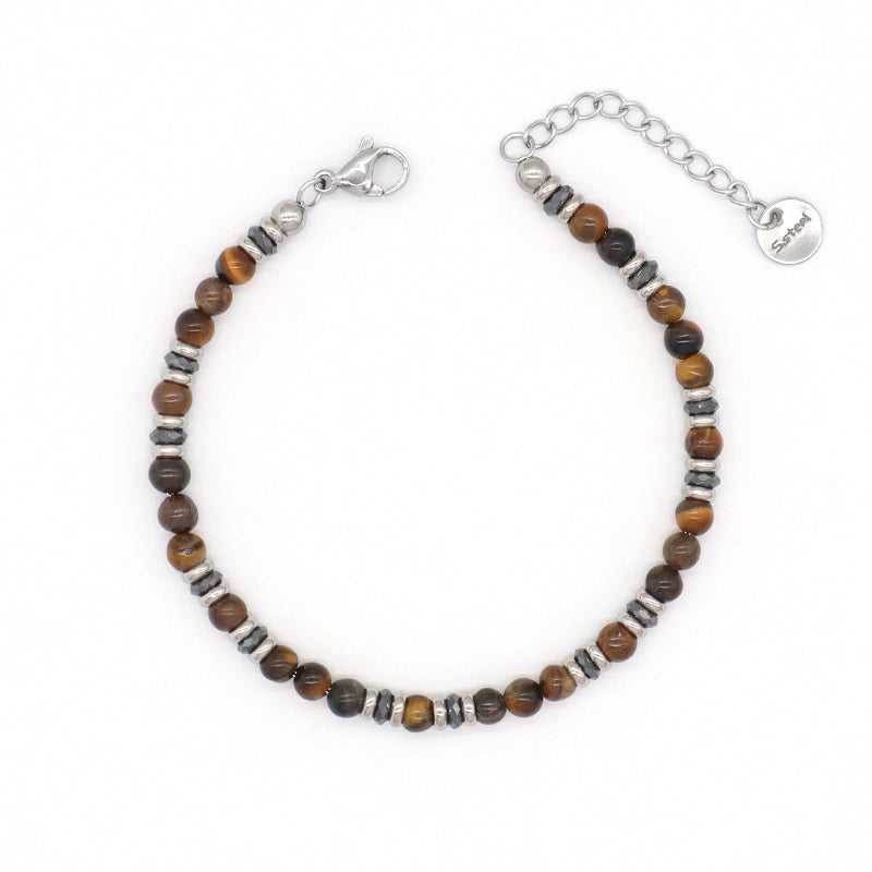 Manufacture Wholesale Customized China Factory Fashionable Charm Jewelry Gift Women Black Brown Blue Beads Ajustable Stainless Steel Bracelet Bangle