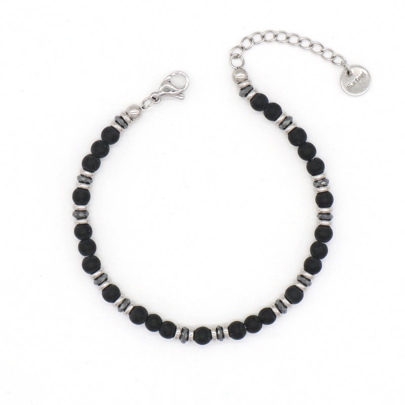 Manufacture Wholesale Customized China Factory Fashionable Charm Jewelry Gift Women Black Brown Blue Beads Ajustable Stainless Steel Bracelet Bangle