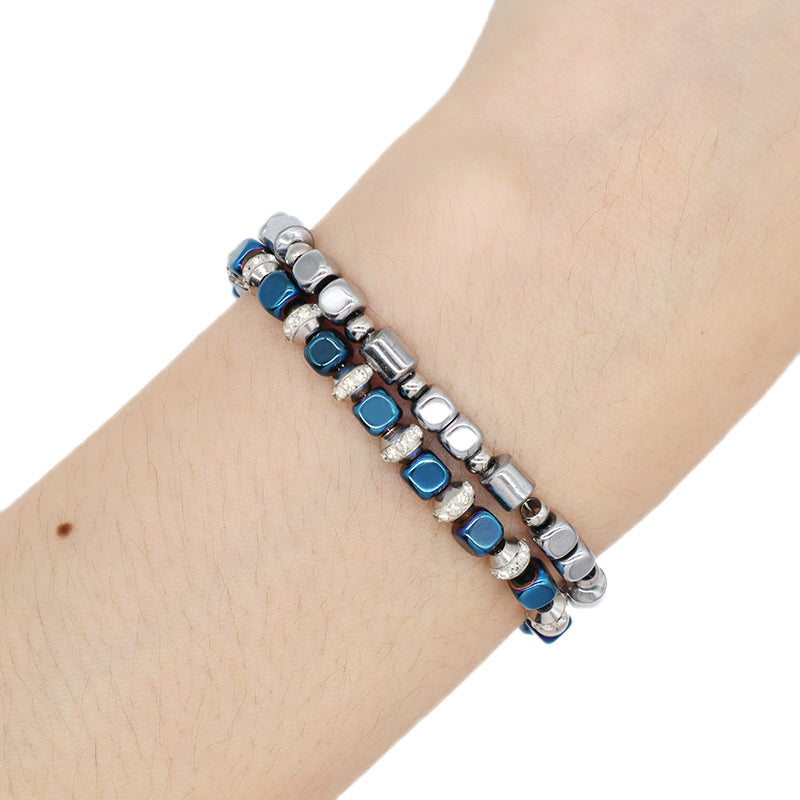 Hot Selling Wholesale Manufacture Customized China Factory Fashionable Charm Jewelry Gift Women Ajustable CZ Blue Beads Stainless Steel Bracelet Bangle