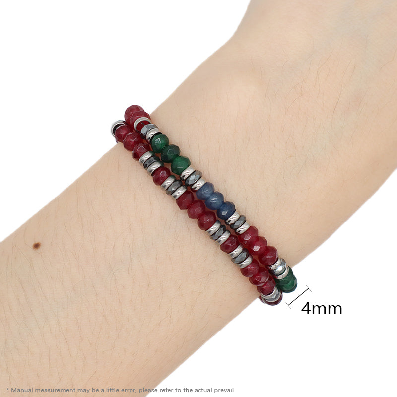 Good Quality Manufacture Wholesale Customized China Factory Fashionable Charm Bangle Jewelry Gift Women Ajustable Red Green Blue Beads Stainless Steel Bracelet