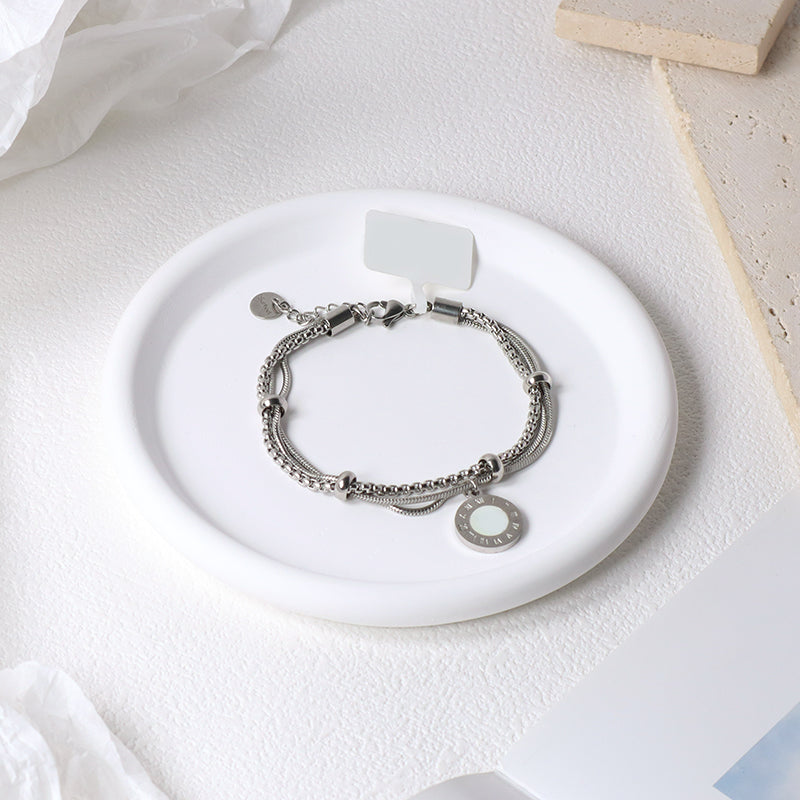 Fashion Custom Jewelry China Factory Wholesale Manufacture Women Ajustable Stainless Steel Roman Numerals Charm Bracelet Bangle For Gift