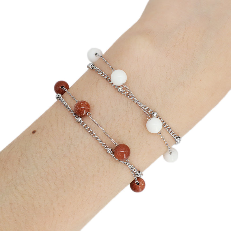 Manufacture China Factory Wholesale Fashion Custom Jewelry Women Beads Charm Gift Ajustable No Tarnish Stainless Steel Bracelet Bangle