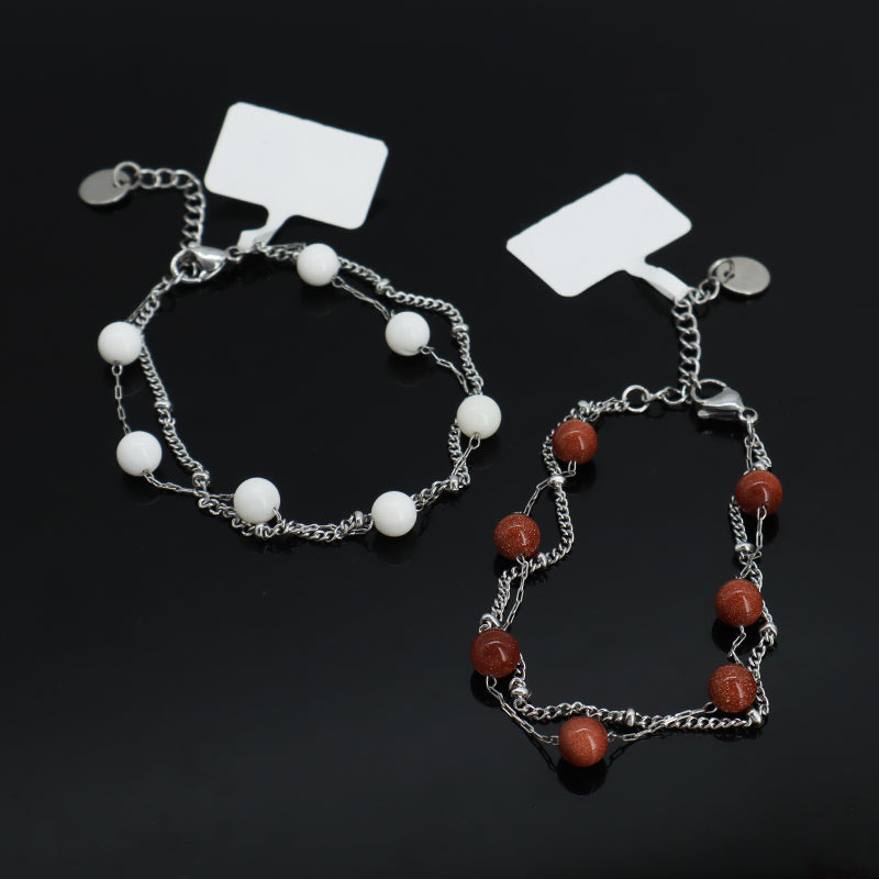 Manufacture China Factory Wholesale Fashion Custom Jewelry Women Beads Charm Gift Ajustable No Tarnish Stainless Steel Bracelet Bangle